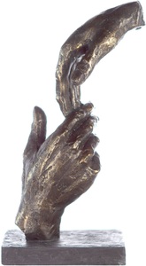 Casablanca by Gilde Dekofigur »Skulptur Two Hands, bronzefarben/grau«, Dekoobjekt, Höhe 29, Hände, mit Spruchanhänger, Wohnzimmer