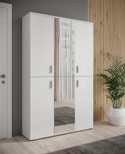 HBZ, HBZ Schuhschrank »Lincoln«, (1 St.), weiss Hochglanz, Schrank wahlweise mit Spiegelement, Breite 120 cm, HBZ Schuhschrank »Lincoln weiss Glanz, BxHxT 120x191x35 cm«, (1 St.), weiss Glanz, Schrank wahlweise mit Spiegelement