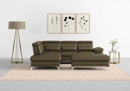 SIT&MORE, sit&more Ecksofa »Cabrio«, mit Sitztiefenverstellung und Federkern, 3 Nierenkissen, sit&more Ecksofa »Cabrio L-Form, B: 274 cm, mit Sitztiefen-, Arm- & Kopfteilverstellung« 3 Nierenkissen, Federkern, optional Bettfunktion und Stauraum