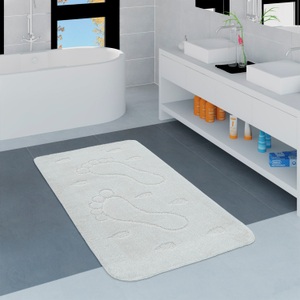 PACO HOME, Paco Home Badematte »Riga 185«, Höhe 16 mm, rutschhemmend beschichtet, fussbodenheizungsgeeignet, Badteppich, Uni Farben, mit Fussabdrücken, waschbar, rechteckig & rund erhältlich, 