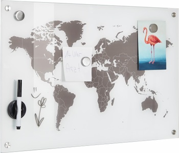 Zeller, Zeller - Schiefertafel Worldmap - Weiss, Zeller Present Pinnwand »Worldmap«, Glas 60x40