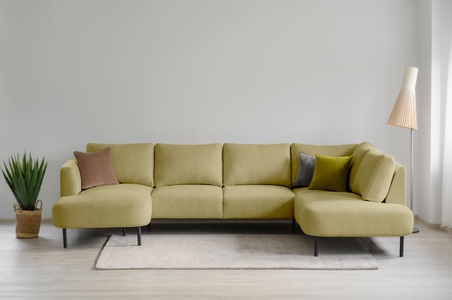 PLACES OF STYLE, Places of Style Wohnlandschaft »Cesola, U-Form, XXL«, in weichem Chenille-Stoff, Breite 327 cm, mit schwarzen Metallfüssen, Places of Style Wohnlandschaft »Cesola«, in weichem Chenille-Stoff, Breite 327 cm, mit schwarzen Metallfüssen