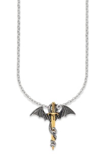 Bruno Banani, Bruno Banani Kette mit Anhänger »Drache/Schwert, B4077N/20/00/55«, Bruno Banani Kette mit Anhänger »Schmuck Geschenk Halskette Drache Schwert Kreuz Ankerette«