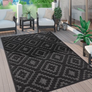 Paco Home Teppich »Livorno 672«, rechteckig, Uni-Farben, Scandi, Rauten Muster, Hoch-Tief Effekt, Outdoor geeignet