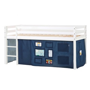 Hoppekids Hochbett »ECO Dream, Kinderbett, Spielbett, Halbhohes Bett aus Massivholz«, inkl. Vorhang-Set Creator Blau, Bettgrösse & Matratze wählbar