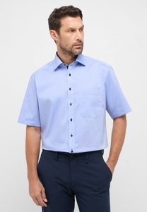ETERNA Mode GmbH, ETERNA unifarbenes Pinpoint Kurzarmhemd COMFORT FIT, COMFORT FIT Hemd in blau unifarben