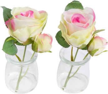 Botanic-Haus, Botanic-Haus Kunstblume »Rose im Glas«, (Set, 2 St.), Botanic-Haus Kunstblume »Rose im Glas«
