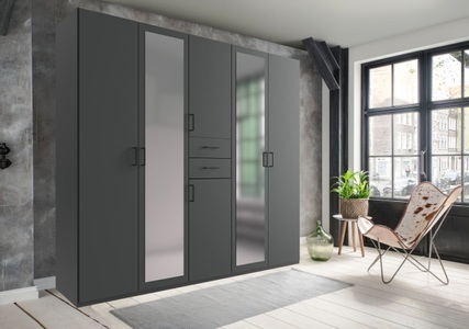 Modern Living, Drehtürenschrank Dillingen Graphitfarben, Drehtürenschrank Dillingen Graphitfarben