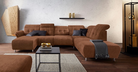 PLACES OF STYLE, Places of Style Wohnlandschaft »Manhattan«, 2 Sitze mit elektrischer Relaxfunktion, verstellbare Armlehnen, Places of Style Wohnlandschaft »Manhattan U-Form«, 2 Sitze mit elektrischer Relaxfunktion, verstellbare Armlehnen