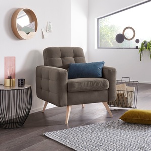 exxpo - sofa fashion, exxpo - sofa fashion Sessel, exxpo - sofa fashion Sessel »Nappa, Loungesessel, aktuelle Rückensteppung, bequem und modern«, hoher Holzfuss