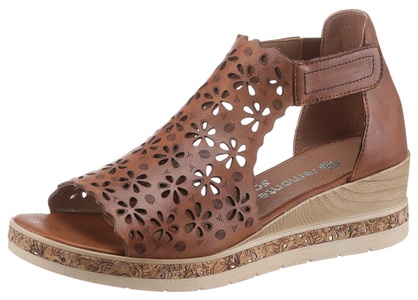 Remonte, Remonte Keilsandalette, mit floralem Laser-Muster, Remonte Sandalette