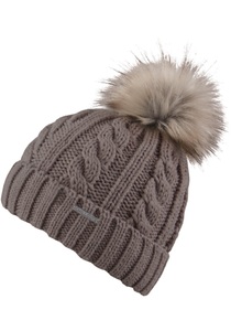 Chillouts, Mütze 'Joan', chillouts Bommelmütze »Joan Hat«, Mit Fake-Fur Pom Pom, Zopfmuster