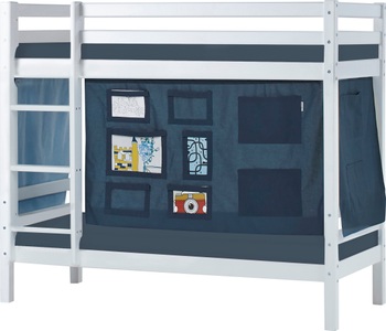 Hoppekids, Hoppekids Etagenbett, Liegefläche 70x160 cm, Kiefer weiss lackiert,mit Textilset und wahlweise mit Matratze, 