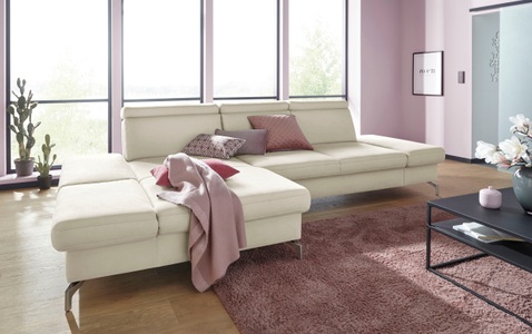 sit&more Ecksofa, Fusshöhe 12 cm, inklusive Sitztiefen-, Armteil- und Kopfteilverstellung