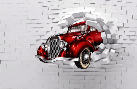 Papermoon, Papermoon Fototapete »3D ABSTRAKT DESIGN-VINTAGE OLDTIMER WANDDEKO XXL«, Vliestapete, hochwertiger Digitaldruck, inklusive Kleister, Papermoon Fototapete »3D ABSTRAKT DESIGN-VINTAGE OLDTIMER WANDDEKO XXL«