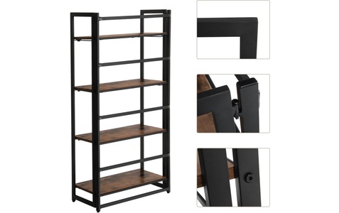 Vasagle, Vasagle - Standregal im Industrie-Design, Bücherregal, Klappregal, Regal mit 4 Ablagen, multifunktionales Küchenregal, schnelle Montage, für Wohnzimmer, Schlafzimmer, Küche Vintage LLS88X, VASAGLE Regal