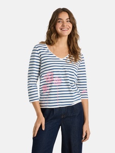 Lieblingsstück, Lieblingsstück 3/4-Arm-Shirt "TylaL" mit V-Ausschnitt, bestickt
