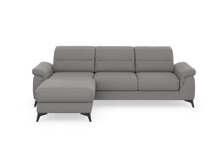 sit&more Ecksofa »Sinatra«, mit Recamiere, optional mit Kopfteilverstellung und Armteilfunktion oder mit Kopfteilverstellung, Armteilfunktion, Bettfunktion und Bettkasten, mattschwarze Metallfüsse