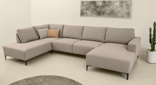 HOME AFFAIRE, Home affaire Wohnlandschaft »Tournon U-Form, XXL Sofa, Breite 333 cm, Webstoff, Chenille«, Designsofa im nordischen Stil, Wellenunterfederung, Metallfüsse, Home affaire Wohnlandschaft »Tournon U-Form, XXL Sofa, Breite 333 cm, Webstoff, Chenille« Designsofa im nordischen Stil, Wellenunterfederung, Metallfüsse