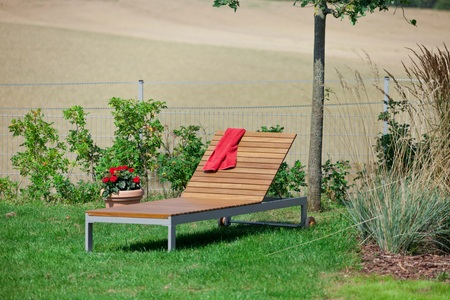 Merxx, MERXX Gartenliege »Naxos«, Eukalyptus/Textil, verstellbar, grau, 