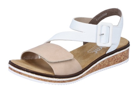 Rieker, Rieker Riemchensandale, mit asymmetrischem Riemchen, Rieker Riemchensandale, Sommerschuh, Sandalette, Keilabsatz, mit asymmetrischem Riemchen