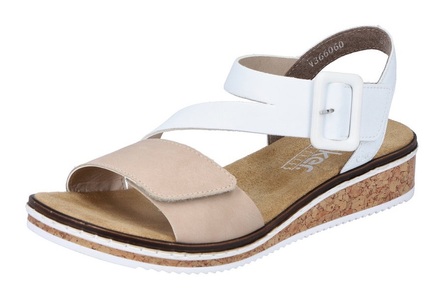Rieker, Rieker Riemchensandale, mit asymmetrischem Riemchen, Rieker Riemchensandale, Sommerschuh, Sandalette, Keilabsatz, mit asymmetrischem Riemchen