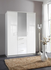 Wimex, Wimex Kleiderschrank »Clack«, MID.YOU Kleiderschrank in weiss, weiss hochglanz , Clack , Holzwerkstoff , 4 Fächer , 3 Schubladen , 135x199x58 cm , Hochglanz, Dekorfolie,Hochglanz, Dekorfolie,Nachbildung,Nachbildung , In verschiedenen Grössen erhältlich , 001787073307