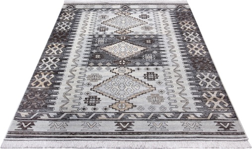 undefined, Elle Decoration - Teppich Ghazni - Mehrfarbig - 195x300 cm, ELLE DECORATION Designteppich »Kelim Ama«, rechteckig, 3 mm Höhe, Samtiger Kurzflor, Orientalischer Design mit Fransen, Seiden Optik