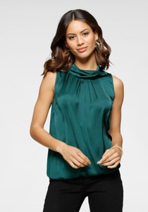 LAURA SCOTT, Laura Scott Blusentop, vorne aus Satin, hinten aus Jersey, 