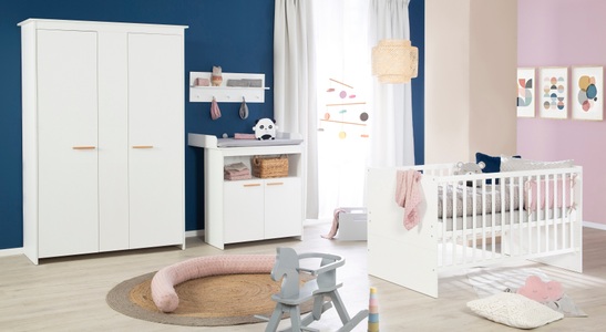 Roba, roba Kinderzimmer Anton 2-türig, roba® Babyzimmer-Komplettset »roba Anton«, (Set, 3 tlg., bestehend aus Kombi-Kinderbett, Kleiderschrank und Wickelkommode)