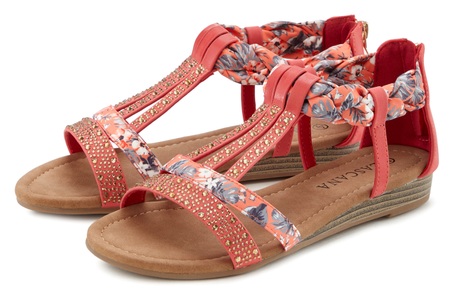 Lascana, LASCANA Sandale, Sandalette, Sommerschuh mit Verzierung und kleinem Keilabsatz VEGAN, LASCANA Sandale, Sandalette, Sommerschuh mit Verzierung und kleinem Keilabsatz VEGAN