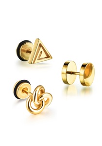 FIRETTI, Firetti Ohrstecker-Set »Fake Plug Set Kreis, Dreieck,Knoten«, (Set, 3 tlg.), Firetti Ohrstecker-Set »Multipack Schmuck Geschenk 