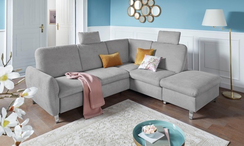 SIT&MORE, sit&more Ecksofa, sit&more Ecksofa »Daytona L-Form«, mit Federkern, zwei Kopfstützen und wahlweise mit Bettfunktion