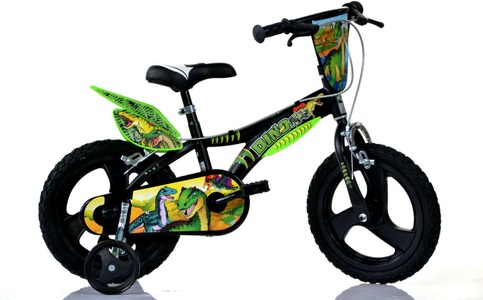 Dino, Dino Kinderfahrrad »Dinosaurier T-Rex«, 1 Gang, mit Stützrädern, Frontschild und coolen Schutzblechen, Dino Kinderfahrrad »Dinosaurier T-Rex«, 1 Gang, mit Stützrädern, Frontschild und coolen Schutzblechen