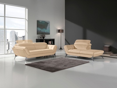 Egoitaliano, Egoitaliano Polstergarnitur »Sueli«, (Set), bestehend aus Sofa und Recamiere, Kopfteilverstellung, Bezug Leder, Egoitaliano Polstergarnitur »Sueli«, (Set), bestehend aus Sofa und Recamiere, Kopfteilverstellung, Bezug Leder