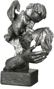 GILDE Dekofigur »Skulptur Addiction, anthrazit«, Dekoobjekt, Höhe 28, küssendes Pärchen, antikfinish, mit Spruchanhänger, Wohnzimmer