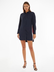 Tommy Hilfiger, Tommy Hilfiger Hemdblusenkleid »PIECED GLB STP SHORT SHIRT DRESS«, mit abgerundetem Saum in den typischen Tommy Hilfiger Farben, 