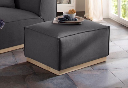 HOME AFFAIRE, Home affaire Hocker »Terry«, mit offener Kedernaht und Holzuntergestell, Home affaire Hocker »Terry«, mit offener Kedernaht und Holzuntergestell