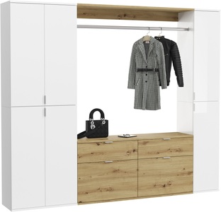 INOSIGN, INOSIGN Garderoben-Set »Trondheim«, (Set, 4 St.), Diele, Flur, Schranksystem, Garderobenmöbel, Set, Kombination, INOSIGN Garderoben-Set »Trondheim, Breite 212 cm, 5-teilig, bestehend aus:«, (Set, 4 St.), 2x Garderobenschrank, 1 Kommode, 1 Garderobenstange, 1 Ablageboden