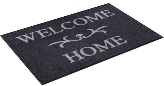 Wash & Dry, Wash & Dry Fußmatte waschbar Welcome Home anthrazit 50x75 cm 004752, wash+dry by Kleen-Tex Fussmatte »Welcome Home«, rechteckig, 7 mm Höhe, Schmutzfangmatte, mit Spruch, In- und Outdoor geeignet, waschbar
