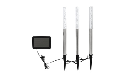 Eglo, Eglo - 3er-Set LED-Solarlampen, EGLO LED Gartenleuchte »SOLAR Set 3x Stab silberfarben/transparent«