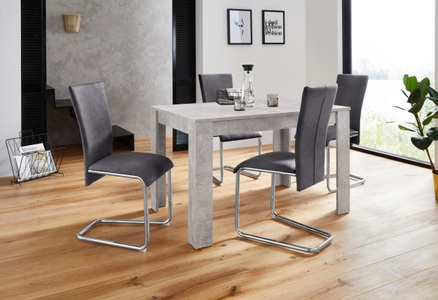 HOMEXPERTS, Homexperts Essgruppe »Nick2-Mulan«, (Set, 5 tlg.), mit 4 Stühlen, Tisch in Beton-Optik, Breite 120 cm, Homexperts Essgruppe »Nick2-Mulan«, (Set, 5 tlg.), mit 4 Stühlen, Tisch in Beton-Optik, Breite 120 cm