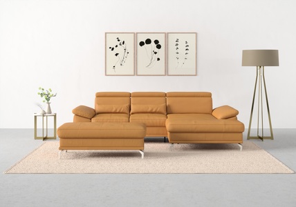 SIT&MORE, sit&more Ecksofa »Cabrio«, mit Sitztiefen- und Armteilverstellung sowie Federkern, 2 Nierenkissen, sit&more Ecksofa »Cabrio L-Form, B: 295 cm, mit Sitztiefen-, Arm- & Kopfteilverstellung« 2 Nierenkissen, Federkern, optional Bettfunktion und Stauraum