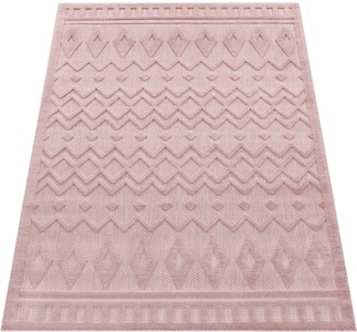 Paco Home Teppich »Livorno 671«, rechteckig, Uni-Farben, Scandi, Rauten Muster, Hoch-Tief Effekt, Outdoor geeignet