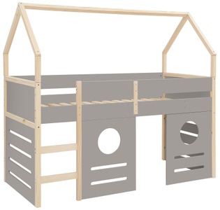 LÜTTENHÜTT, Lüttenhütt Hochbett »Janne«, aus schönem massivem Kiefernholz, Einzelbett, in einer Haus-Optik Form, inklusive praktischer massiver Holzleiter und Paneele, in verschiedenen Farbvarianten erhältlich, Liegefläche 90x200 cm, GOODproduct Hochbett »Janne« Kiefernholz, Einzelbett, inklusive Holzleiter, Liegefläche 90x200 cm
