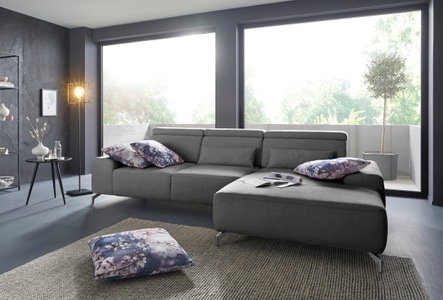 sit&more Ecksofa, Fusshöhe 12 cm, inklusive Sitztiefenverstellung und Kopfteilverstellung, wahlweise in 2 unterschiedlichen Fussfarben
