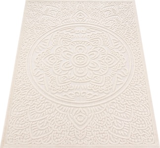 Paco Home Teppich »Cotton 232«, rechteckig, Uni Farben, Hoch-Tief Effekt, boho, In- und Outdoor geeignet