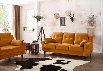 HOME AFFAIRE, Home affaire 3-Sitzer »Dione«, mit Massivholz Füssen, 