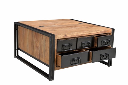 mutoni living, Couchtisch Natural Factory natur antikschwarz 90x90, Couchtisch Kuba Vintage natur 90x90