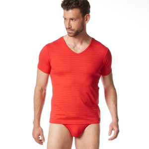 Bruno Banani, Bruno Banani V-Shirt »CHECK LINE 2.0« Pique Optik, Kurzarm, V-Neck, Cotton-Mix